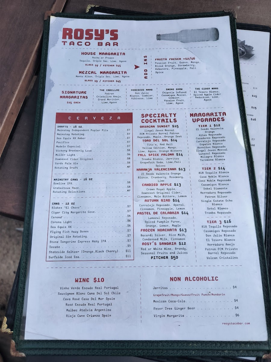 Rosy's Taco Bar Menu - Image 2